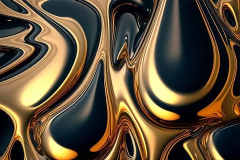 Abstract liquid background with metallic texture wallpaper digital art Stock Illustration