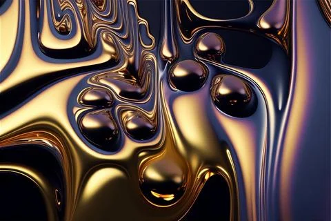 Abstract liquid background with metallic texture wallpaper digital art Stock Illustration