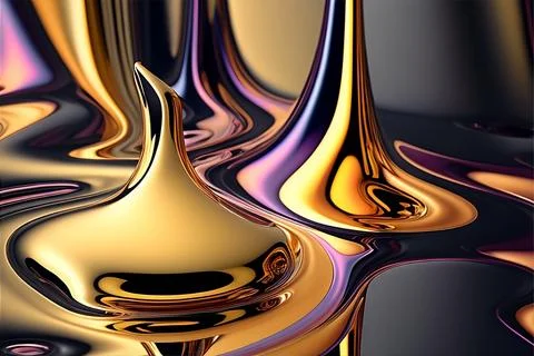 Abstract liquid background with metallic texture wallpaper digital art Stock Illustration
