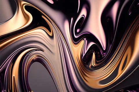 Abstract liquid background with metallic texture wallpaper digital art Stock Illustration