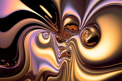 Abstract liquid background with metallic texture wallpaper digital art Stock Illustration