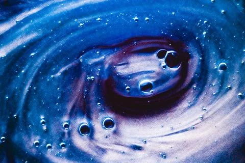 Abstract liquid background, paint splash, swirl pattern and water drops, beauty Stock Photos