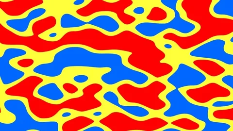 Abstract liquid background with red, blue, and yellow flowing shapes Stock Footage 317611985