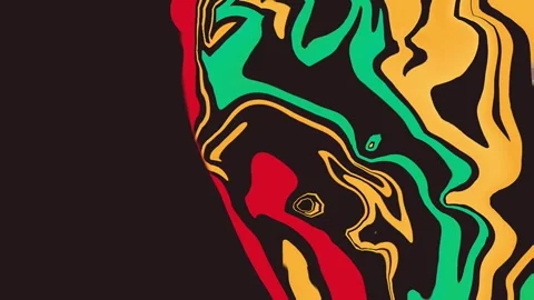 Abstract liquid background with red, yellow, and green swirls Stockbeeldmateriaal 335640702