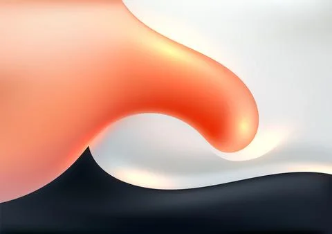 Abstract liquid background with smooth glossy fluid shapes in warm orange b.. Stock Illustration