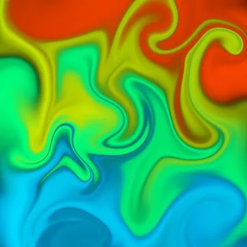 Abstract liquid background with vibrant orange, green, and blue swirls Stock Illustration