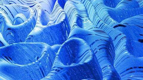 Abstract liquid background with wavy sparkling pattern on shiny glossy surface Stock Illustration