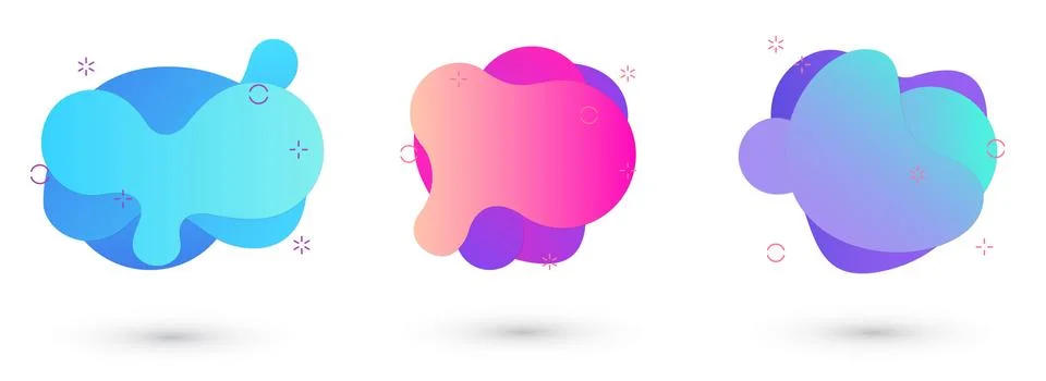 Abstract liquid backgrounds set isolated on white. Gradient abstract shapes with Stock Illustration