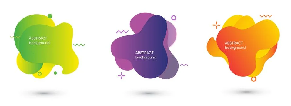 Abstract liquid backgrounds set isolated on white. Gradient abstract banners Stock Illustration