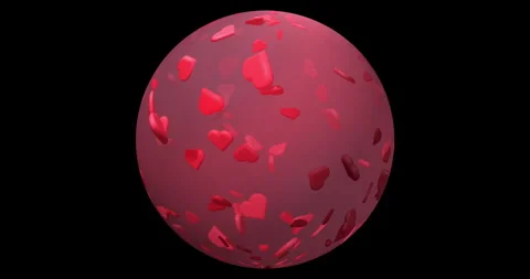 Abstract liquid ball with floating red hearts inside Stock Footage 259202340