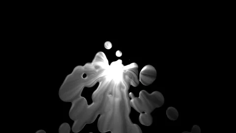 Abstract Liquid Blob Splashes on Black Background Grayscale Illustration	 Stock Footage 320169468
