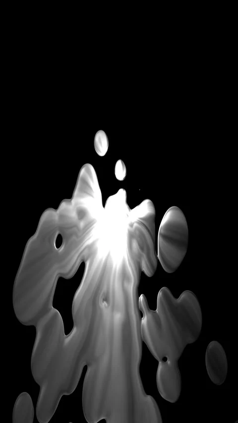 Abstract Liquid Blob Splashes on Black Background Grayscale Illustration	 Stock Footage 320169750