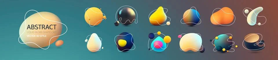 Abstract Liquid Blobs Shapes Set Stock Illustration