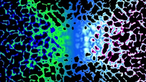 Abstract liquid cells move across a dark background with blue and green color Видео 331676443