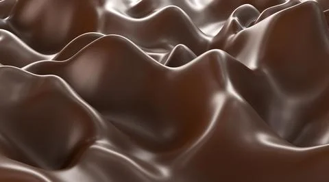 Abstract liquid chocolate background 3d render. Glossy ripple surface of brown 库存插图