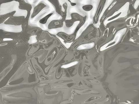 Abstract liquid chrome texture with wavy metallic reflections creating a futu 스톡 사진