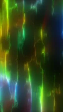 Abstract liquid glass background with vertical neon streaks in green, yello.. Stock Illustration