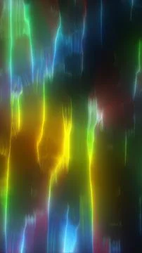 Abstract liquid glass background with vertical neon streaks in green, yello.. Stock Illustration