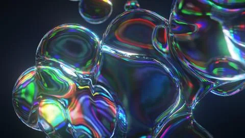 Abstract Liquid Glass Chromatic Aberrations 3D rendered Background Stock Photos