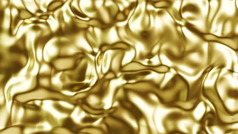 Abstract Liquid Gold Wave Seamless Loop - Molten Metal Surface Background Stock Footage 340434214