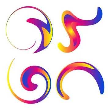 Abstract liquid gradient shapes. Modern fluid swirl and wave icons set. Vector 스톡 일러스트