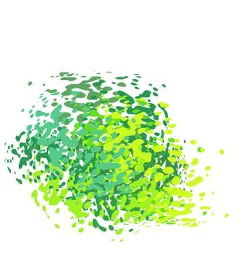 Abstract liquid green drip splatter silhouette on white Stock Illustration