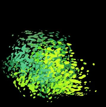 Abstract liquid green drip splatter silhouette on black Stock Illustration