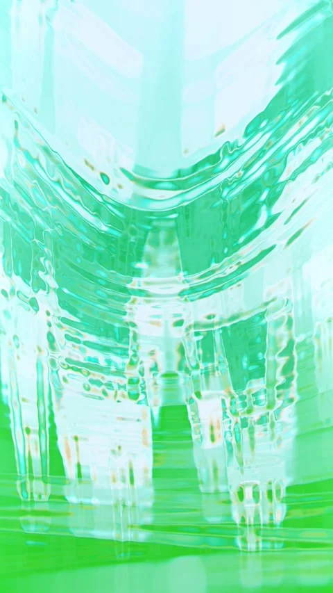 Abstract Liquid Green Glass Refraction Waves Motion Background Stock Footage 346294352