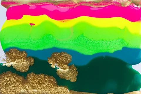 Abstract liquid ink gradient pattern with gold dust. Fluorescent liquid bright イラスト素材