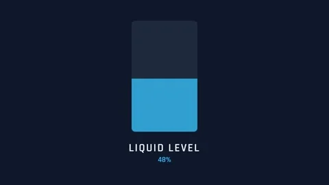 Abstract liquid level indicator gauge design on dark background Stock Footage 336806014