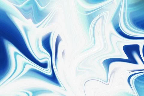 Abstract liquid marble art background with flowing blue and white swirls Stock Illustration