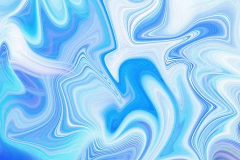 Abstract liquid marble art background with flowing shades of blue and white Ilustração Stock