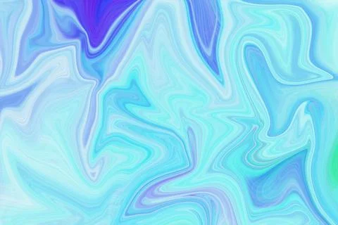 Abstract liquid marble background featuring flowing waves of turquoise blue Stock Illustration