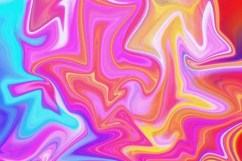 Abstract liquid marble background featuring vibrant swirls of neon pink Stock Illustration