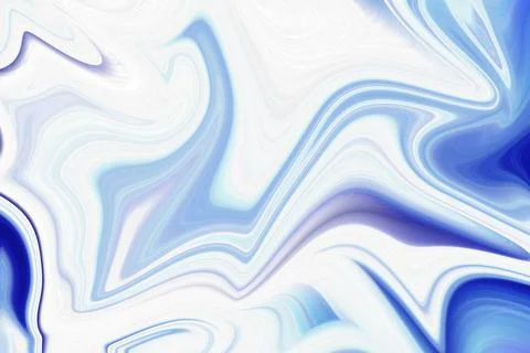 Abstract liquid marble background with fluid swirls of vibrant blue and white Stock Illustration