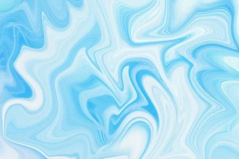 Abstract liquid marble background with swirling blue and white waves Stock Illustration