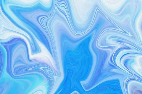 Abstract liquid marble background with swirling blue and white paint texture Stock Illustration