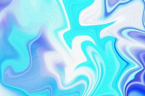 Abstract liquid marble background with swirling blue, cyan and white colors Ilustração Stock
