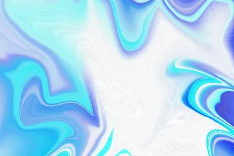 Abstract liquid marble background with swirling blue and white colors Ilustração Stock