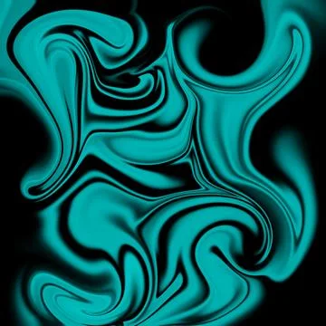 Abstract liquid marble background with vibrant cyan blue and deep black swirls Stock Illustration