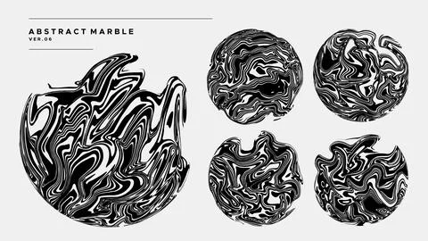 Abstract liquid marble circle design collection. Alcohol ink circle template. Stock Illustration