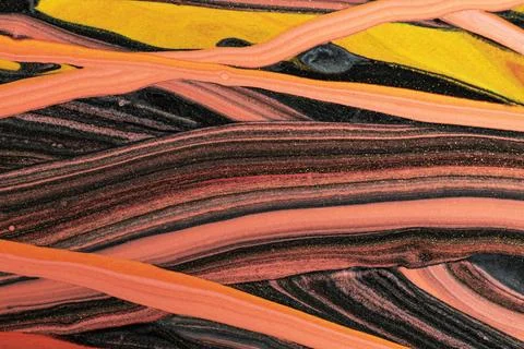 Abstract liquid marble orange background DIY experimental art Stock Photos