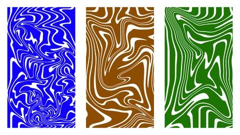 Abstract Liquid Marble Texture Background With Psychedelic Groovy Waves Stock Illustration
