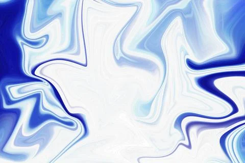Abstract liquid marble texture background with swirling blue and white Stock Illustration