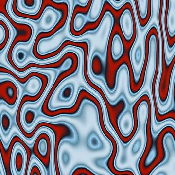 Abstract Liquid Marble Texture Background with Wavy Blue and Red Organic Shapes Stock Illustration