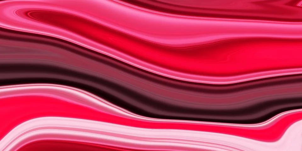 Abstract liquid marble texture with flowing red and pink waves illustration.. Stock Illustration