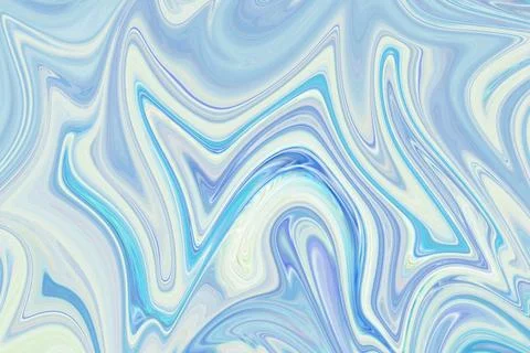 Abstract liquid marble texture with flowing waves of pastel blue and white Stock Illustration