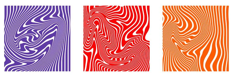 Abstract Liquid Marble Texture Vector Set With Wavy Lines Stock Illustration