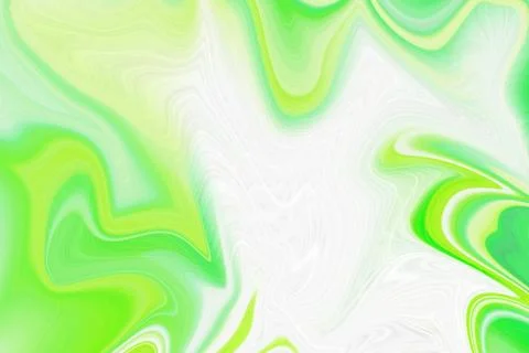 Abstract liquid marble texture with vibrant lime green and white swirling Stock Illustration