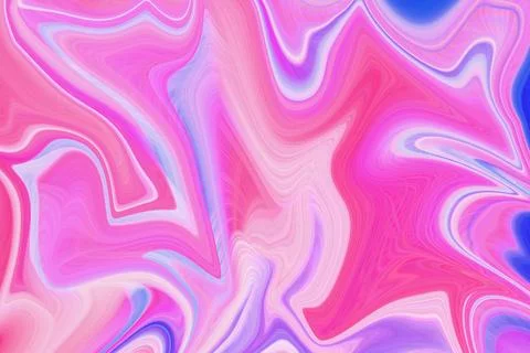 Abstract liquid marble texture with vibrant swirls of pink magenta and blue Ilustração Stock